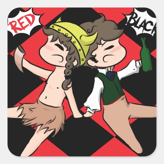 赤と黒のシール スクエアシール (正面)