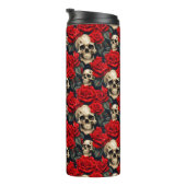 赤と黒のスカルを持つバラ タンブラー (回転右)