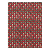 赤と黒のスカルを持つバラ テーブルクロス (正面)