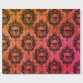 赤と黒のスカルパタビクトリアンーンのハロウィーン ラッピングペーパー (フラット)