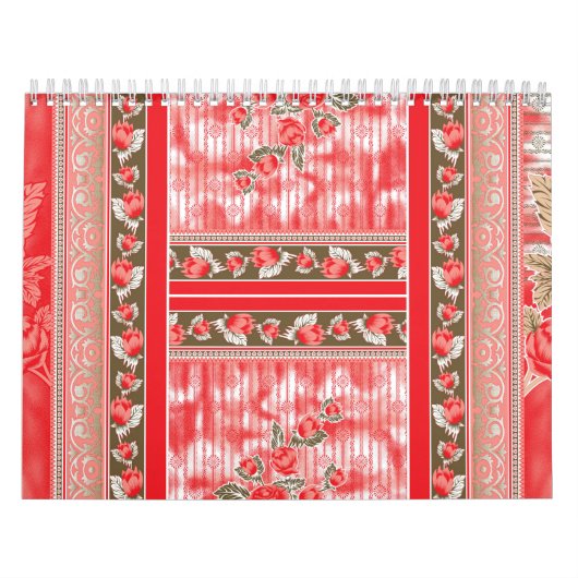 赤と黒のスカーフが美しい花で飾られている カレンダー (カバー)