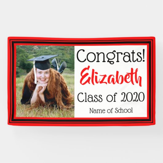 赤と黒のスクールカラー写真 横断幕 (横)