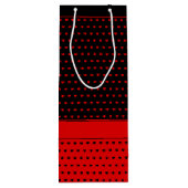 赤と黒のスタイリッシュハートパターン、名前をカスタムする ワインギフトバッグ (裏面)