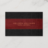 赤と黒のステッチされたヴィンテージレザーテクスチャ 名刺 (正面)