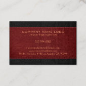 赤と黒のステッチされたヴィンテージレザーテクスチャ 名刺 (裏面)