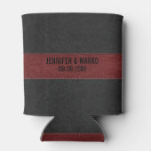 赤と黒のステッチヴィンテージレザー 缶クーラー (裏面)