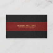 赤と黒のステッチ革のテクスチャビジネスCa 名刺 (正面)
