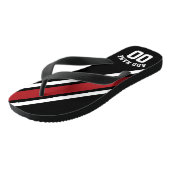 赤と黒のストライプに名前と番号 ビーチサンダル (アングル)