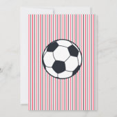 赤と黒のストライプのサッカーユニフォームの誕生日パーティー 招待状 (裏面)