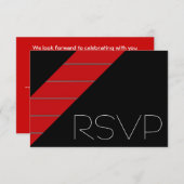 赤と黒のストライプの出欠確認 出欠カード (正面/裏面)