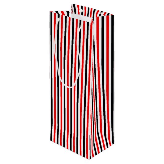 赤と黒のストライプパターン ワインギフトバッグ (裏面アングル)