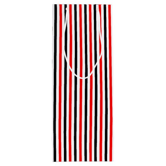 赤と黒のストライプパターン ワインギフトバッグ (裏面)