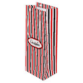 赤と黒のストライプパターン ワインギフトバッグ (正面アングル)