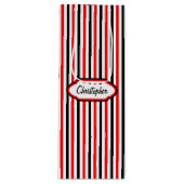 赤と黒のストライプパターン ワインギフトバッグ (正面)