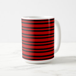赤と黒のストライプ模様 コーヒーマグカップ