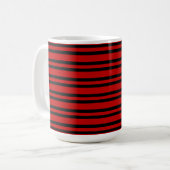 赤と黒のストライプ模様 コーヒーマグカップ (正面左)