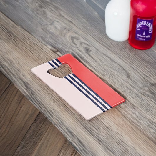 赤と黒のストライプ クレジットカード栓抜き