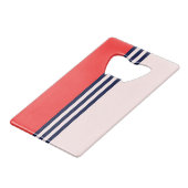 赤と黒のストライプ クレジットカード栓抜き (正面アングル)