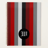 赤と黒のストライプ プランナー手帳 (正面)