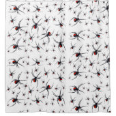 赤と黒のスパイダーパターン シャワーカーテン (正面)