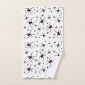 赤と黒のスパイダーパターン バスタオルセット (ハンドタオル)