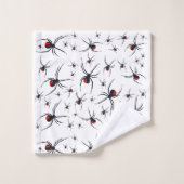 赤と黒のスパイダーパターン バスタオルセット (ウォッシュタオル)