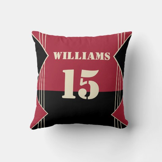 赤と黒のスポーツインスパイア装飾用クッション クッション (裏面)