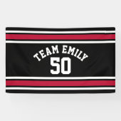 赤と黒のスポーツジャージー名前をカスタムする番号 横断幕 (横)