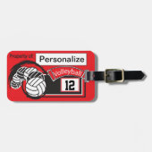 赤と黒のスポーティバレーボール🏐 ラゲッジタグ (正面横)