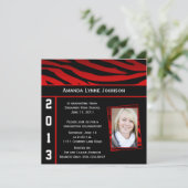 赤と黒のゼブラプリント卒業招待状 招待状 (スタンド正面)