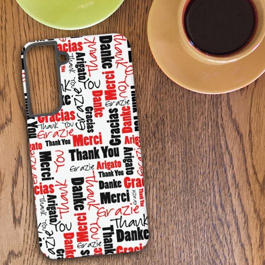 赤と黒のタイポグラフィ多言語 SAMSUNG GALAXYケース