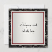 赤と黒のタイ ブラック ダマスク パーティー ご招待 招待状 (裏面)