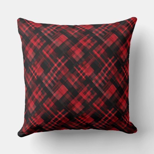 赤と黒のタータンチェックパターン クッション (裏面)