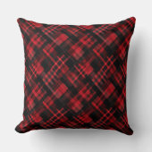 赤と黒のタータンチェックパターン クッション (正面)