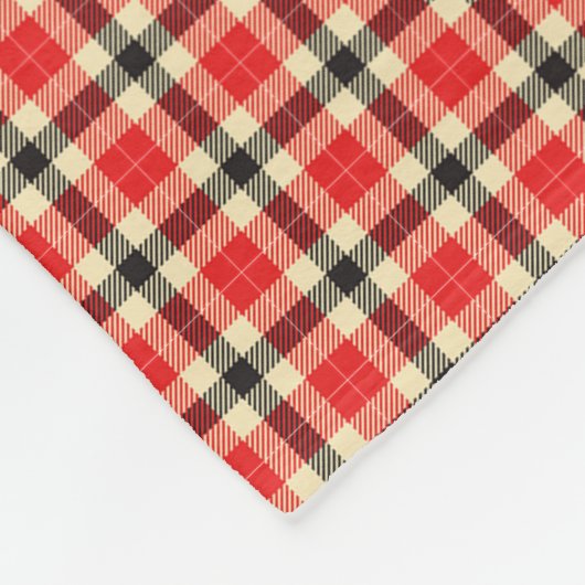 赤と黒のタータンチェックプレイドフリースブランケット フリースブランケット (角)