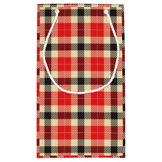 赤と黒のタータンチェック格子小抱き枕 スモールペーパーバッグ (裏面)