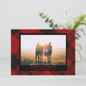 赤と黒のタータン カスタムネーム 写真メッセージ シーズンカード (スタンド正面)