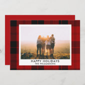 赤と黒のタータン　カスタムネーム　写真メッセージ シーズンカード (正面/裏面)