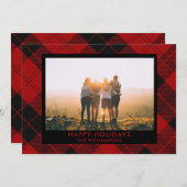 赤と黒のタータン　カスタムネーム　写真　メッセージ シーズンカード (正面/裏面)