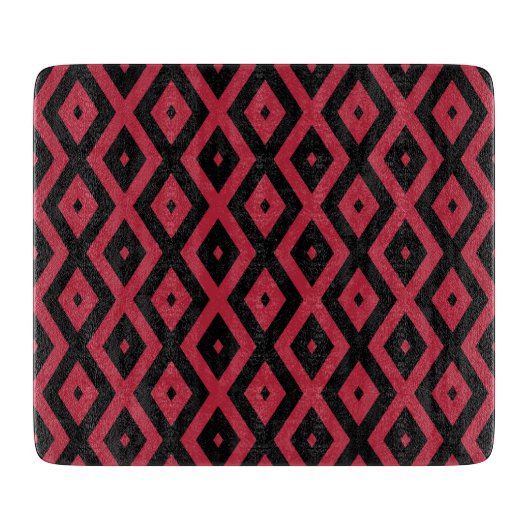 赤と黒のダイヤモンドパターン カッティングボード (正面)