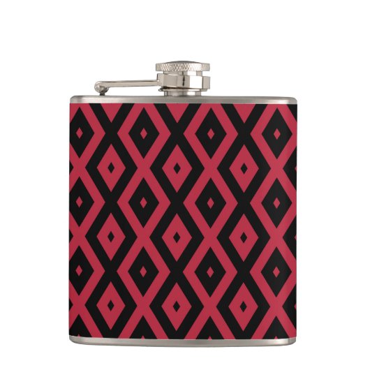 赤と黒のダイヤモンドパターン フラスク (正面)