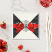 赤と黒のダイヤモンドボウパーティー スタンダードカクテルナプキン (インサイチュ)