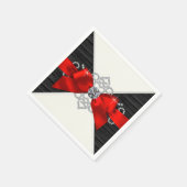 赤と黒のダイヤモンドボウパーティー スタンダードカクテルナプキン (角)