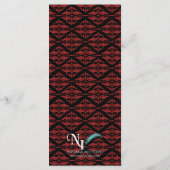 赤と黒のダマスクのゴシッ結婚クのメニュー メニュー (裏面)