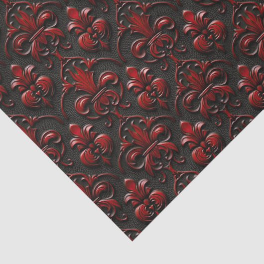 赤と黒のダマスクのフェイクエンボスの分離 薄葉紙 (詳細)