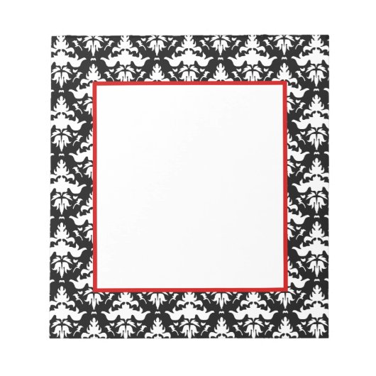 赤と黒のダマスクのメモエレガント帳 ノートパッド (正面)