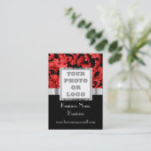 赤と黒のダマスクの写真のロゴ 名刺 (スタンド正面)