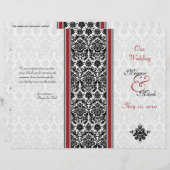 赤と黒のダマスクの結婚式プログラム (正面/裏面)