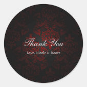赤と黒のダマスクゴシックダークロマンチック ラウンドシール (正面)
