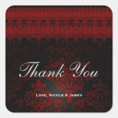 赤と黒のダマスクゴシックダークロマンティックレース スクエアシール (正面)